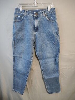 Vintage Lee Jeans Womens 14 Medium Blue High Rise Tapered Leg USA Denim 90s